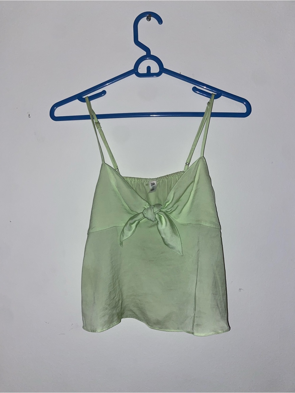 Nordstrom Pistachio Satin Tie-Front blouse babydoll